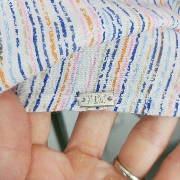 FDJ Popover Blouse Womens 10 V-Neck Speckled Stripe 3/4 Sleeve Jersey Knit - Picture 6 of 10